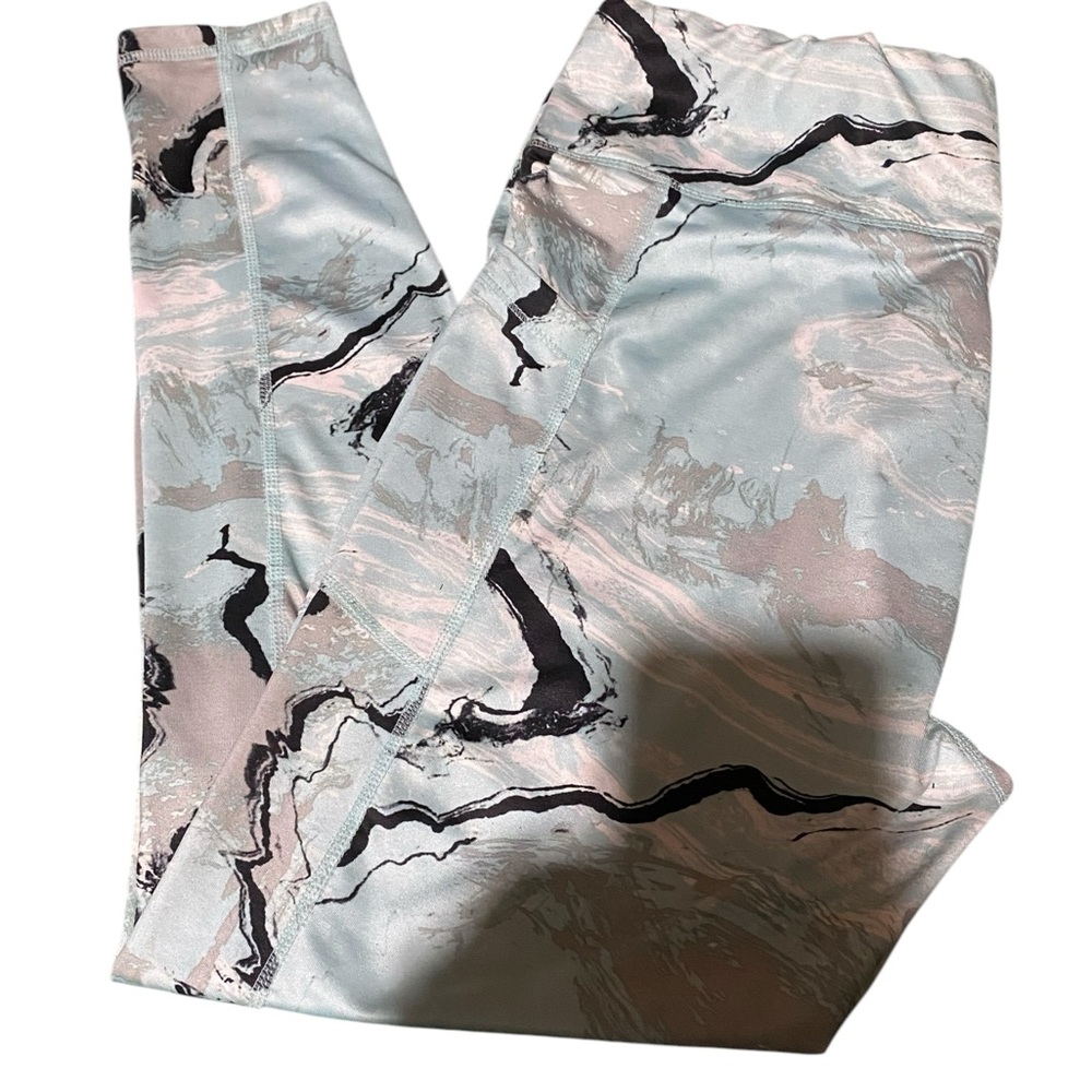 Danskin Blue and Black Leggings with Marbled Design